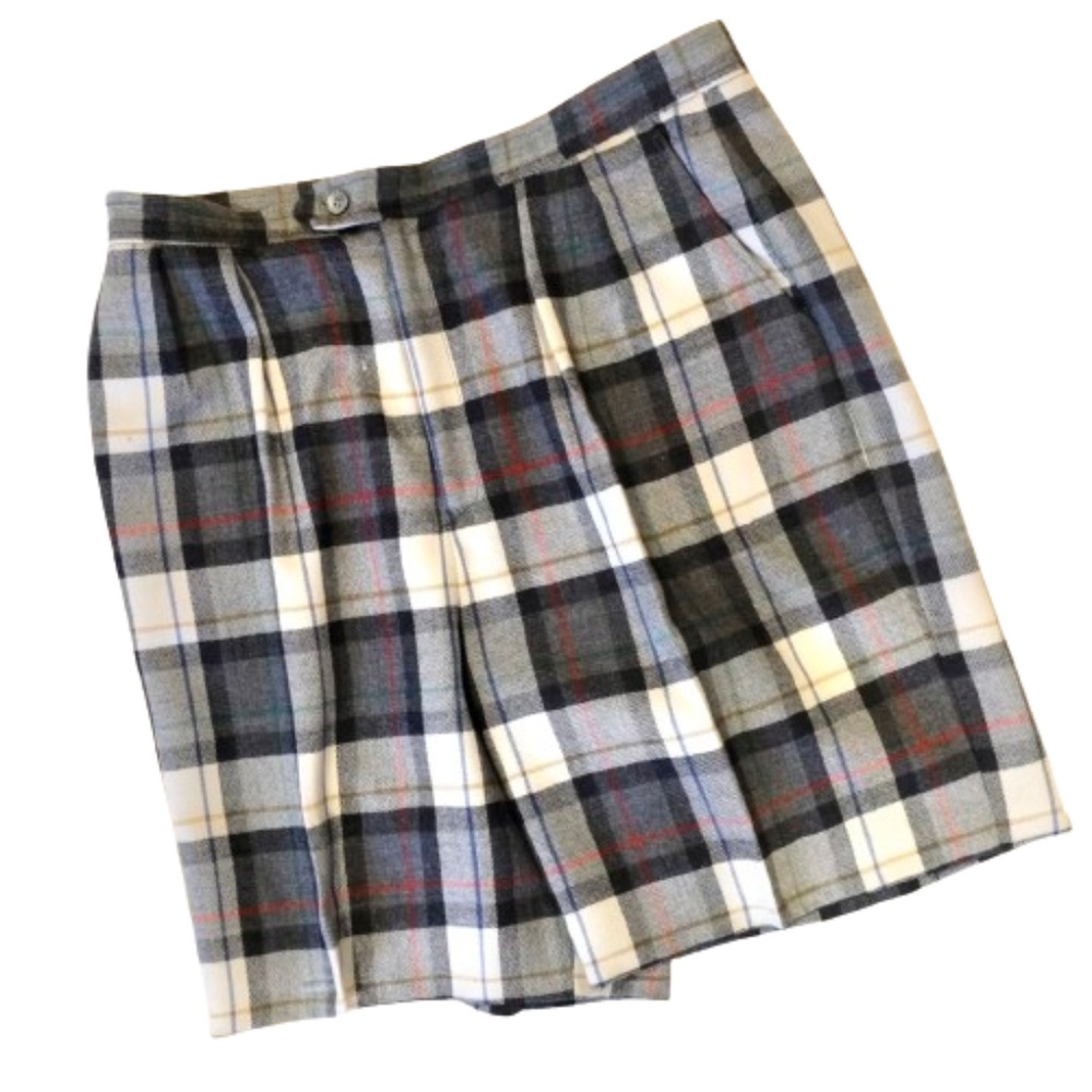 DAVID BROOKS~Women's CLASSIC WOOL PLAID HIGH WAISTED SHORTS